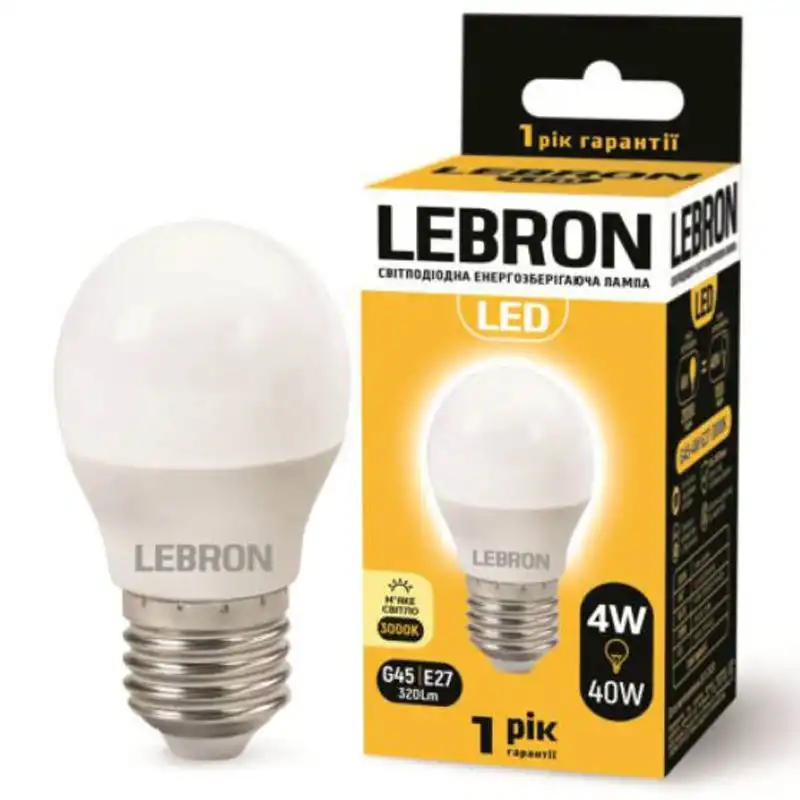 Лампа Lebron L-G45, 4W, Е27, 4100K, 11-12-42 купити недорого в Україні, фото 1