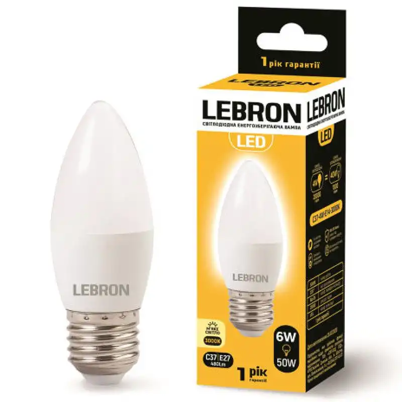 Лампа Lebron L-С37, 6W, Е27, 3000K, 11-13-49 купити недорого в Україні, фото 2