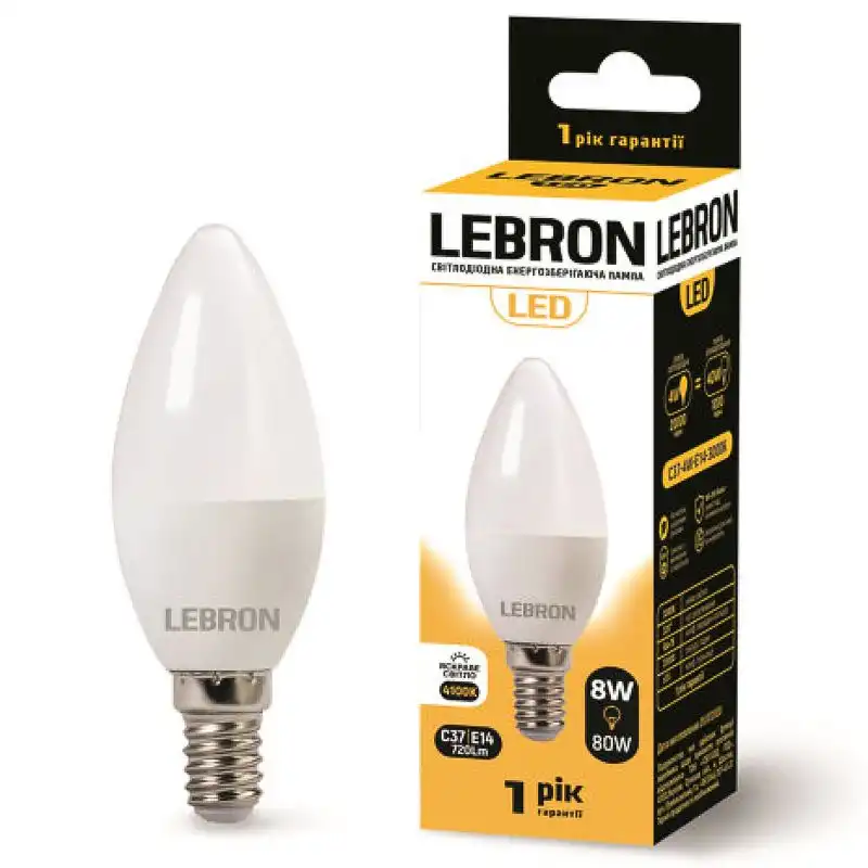 Лампа Lebron L-С37, 8W, Е14, 4100K, 11-13-28 купить недорого в Украине, фото 2