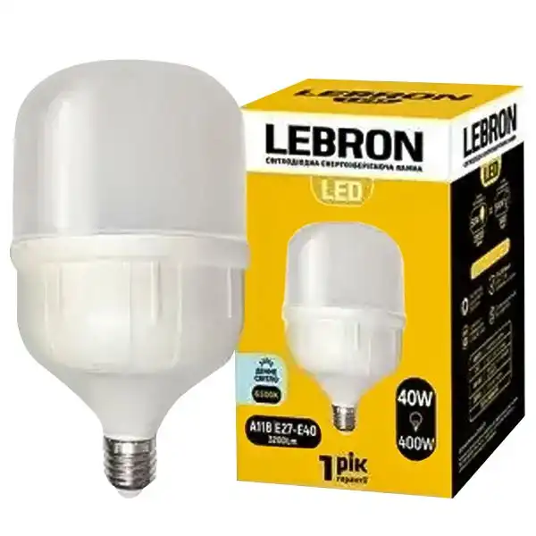 Лампа Lebron L-А118, 40W, Е27-Е40, 6500K, 3200 Lm, 11-18-22 купить недорого в Украине, фото 1