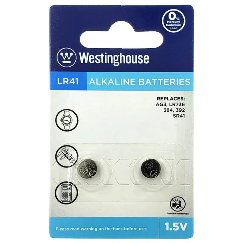 Батарейка лужна Westinghouse Alkaline, 2 шт, LR41-BP2(AG3-BP2) купити недорого в Україні, фото 1