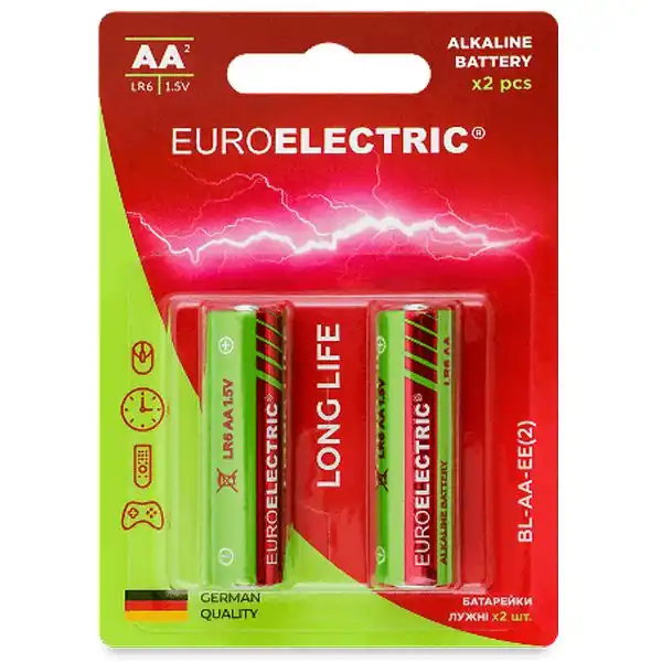 Батарейка Euroelectric AA LR6 1,5V, BL-AA-EE(2) купити недорого в Україні, фото 1
