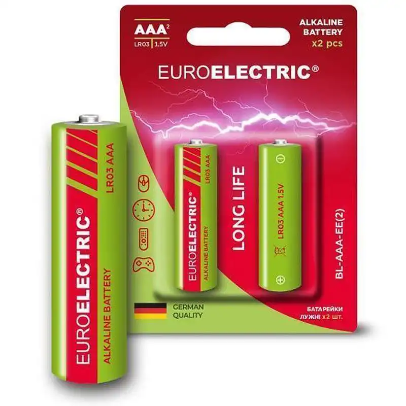 Батарейки Euroelectric AAA LR6 1,5V, 2 шт., BL-AAA-EE(2) купити недорого в Україні, фото 1