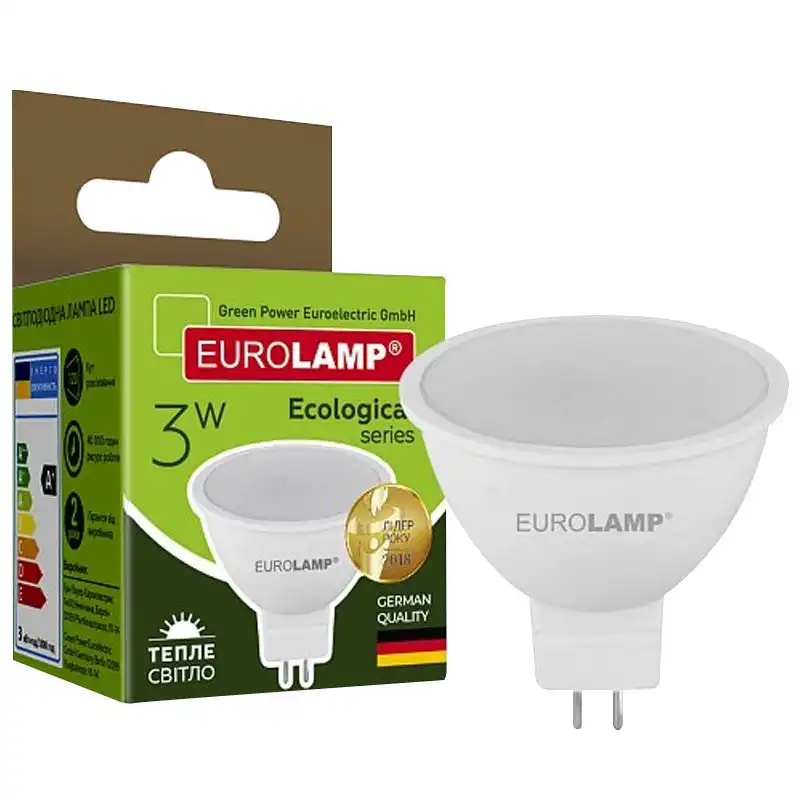 Лампа Eurolamp Есо SMD, 3W, MR16, GU5.3, 3000K, LED-SMD-03533(P) купити недорого в Україні, фото 23034
