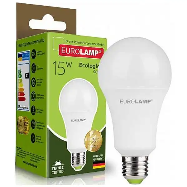 Лампа Eurolamp Есо A70, 15W, E27, 3000K, LED-A70-15272P купити недорого в Україні, фото 1