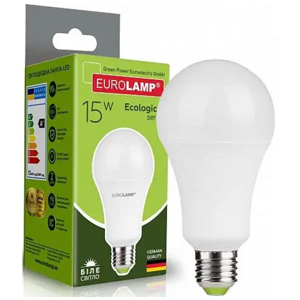 Лампа Eurolamp Есо A70, 15W, E27, 4000K, LED-A70-15274P купити недорого в Україні, фото 1