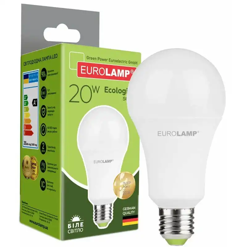 Лампа Eurolamp Есо A75, 20W, E27, 3000K, LED-A75-20272P купити недорого в Україні, фото 1