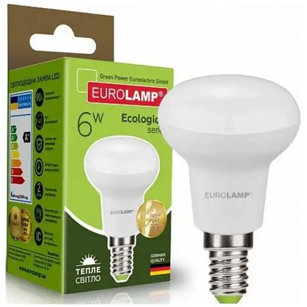 Лампа Eurolamp Есо R50, 6W, E14, 3000K, LED-R50-06142P купити недорого в Україні, фото 1