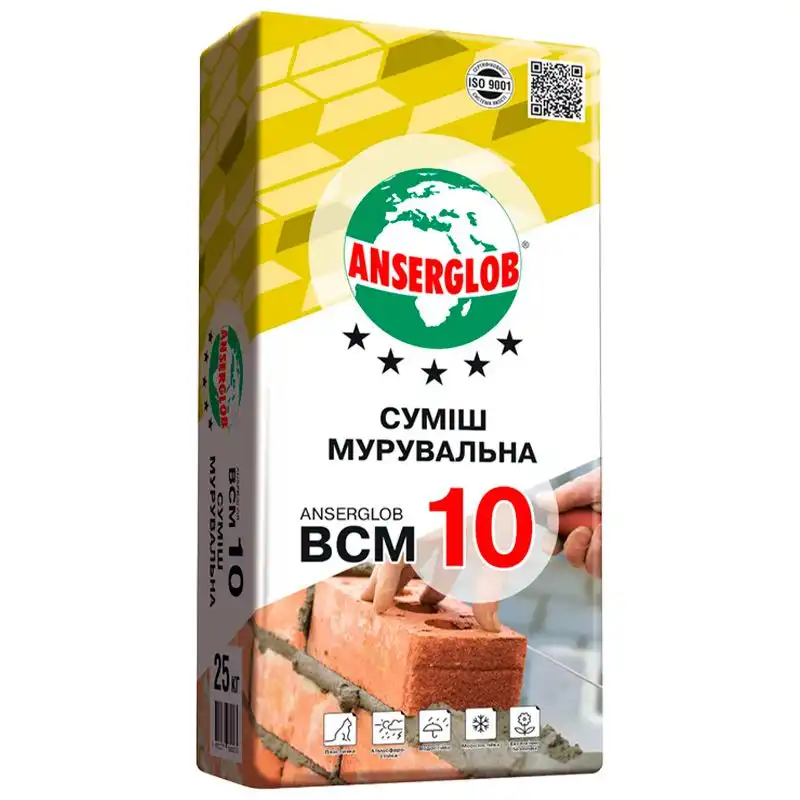Суміш для мурування цегли Anserglob BCM-10, 25кг купити недорого в Україні, фото 1