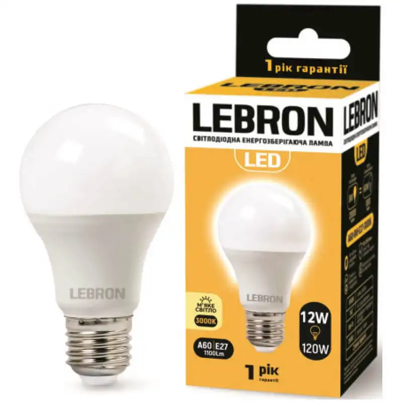 Лампа Lebron L-A60, 12W, Е27, 3000K, 11-11-45 купити недорого в Україні, фото 1