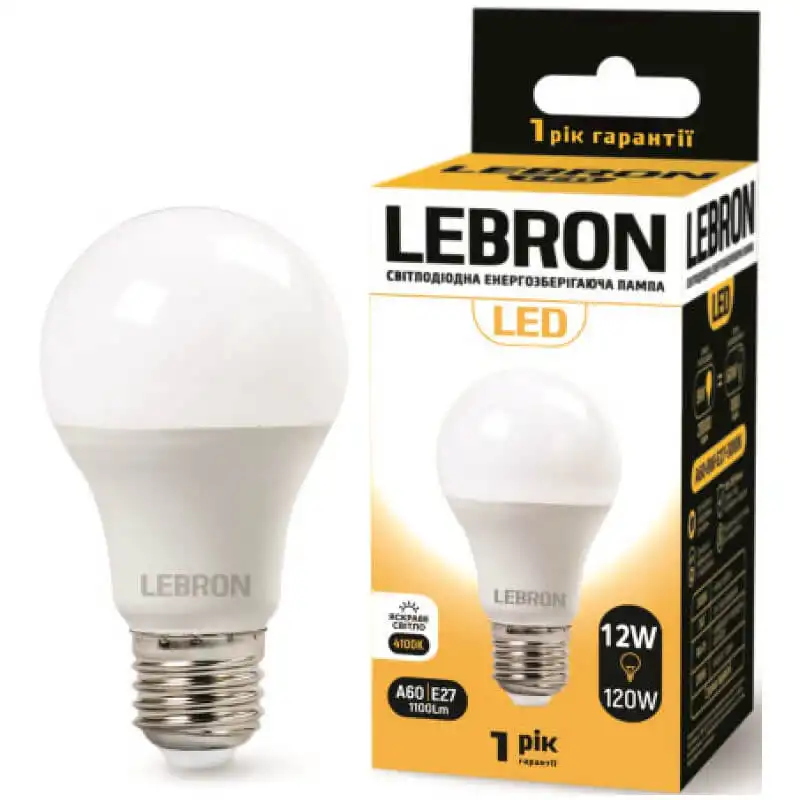 Лампа Lebron L-A60, 12W, Е27, 4100K, 11-11-46 купити недорого в Україні, фото 1