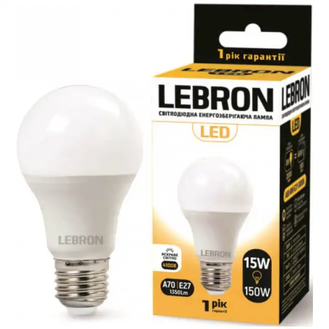 Лампа Lebron L-A70, 15W, Е27, 4100K, 11-11-67 купити недорого в Україні, фото 1