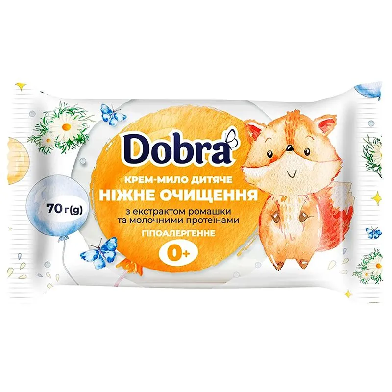Крем-мыло детское Dobra Ромашка и молочный протеин, 70 г купить недорого в Украине, фото 1