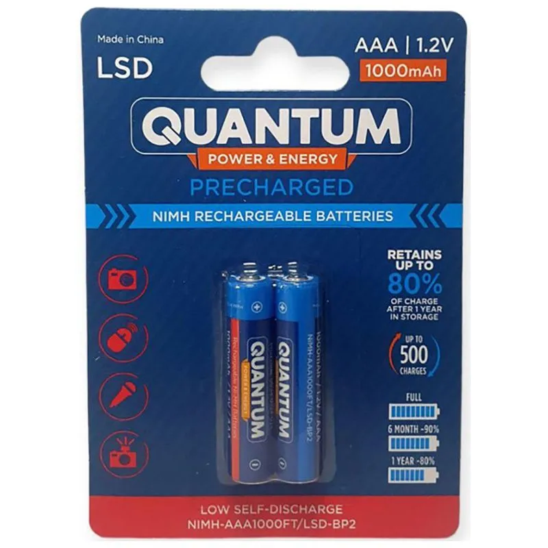 Аккумулятор технический Quantum Ni-MH, 1000 mAh, 2 шт, NiMH-AAA1000FT/LSD-BP2 купить недорого в Украине, фото 1