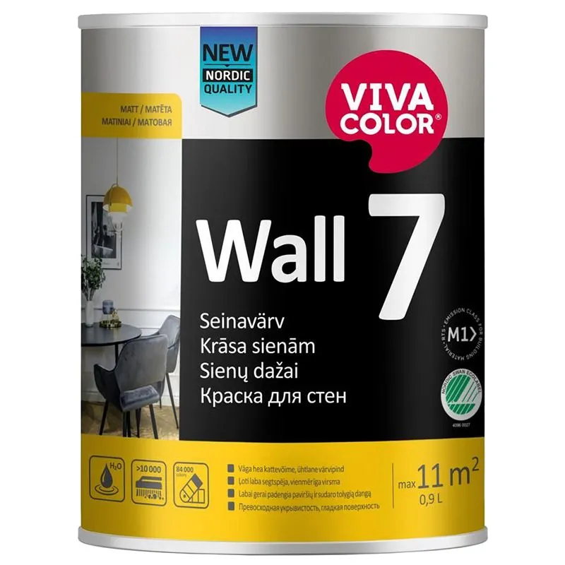 Фарба водно-диспесійна Vivacolor Wall 7, 0,9 л, матова, білий купити недорого в Україні, фото 1
