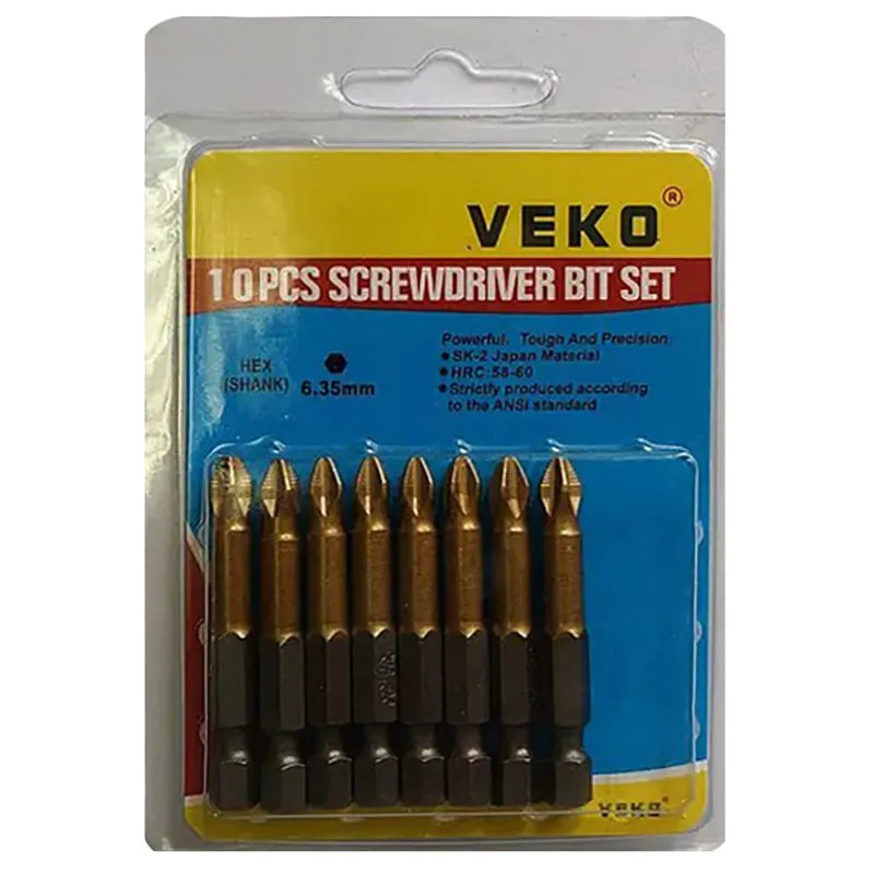 Набір біт Veko PH2, 50 мм, 10 шт купити недорого в Україні, фото 1