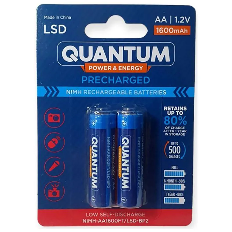 Аккумулятор с низким саморазрядом Quantum Ni-MH, 1600 mAh, 2 шт, NiMH-AA1600FT/LSD-BP2 купить недорого в Украине, фото 1