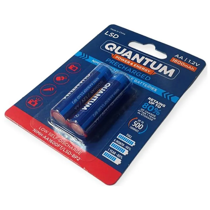 Аккумулятор с низким саморазрядом Quantum Ni-MH, 1600 mAh, 2 шт, NiMH-AA1600FT/LSD-BP2 купить недорого в Украине, фото 2
