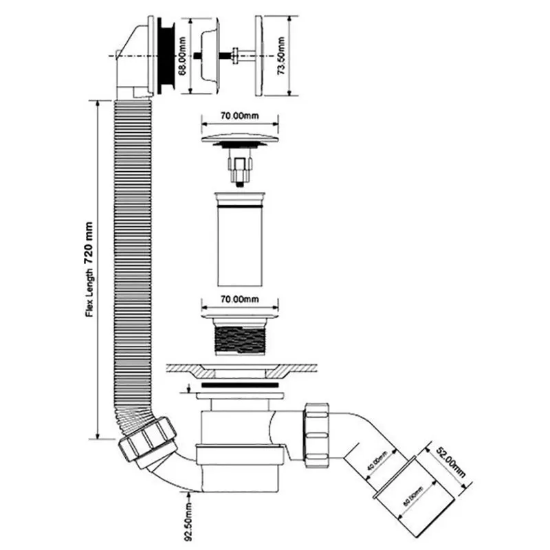 Сифон для ванни Mcalpine, 70х40/50 мм , HC2600CL купити недорого в Україні, фото 2