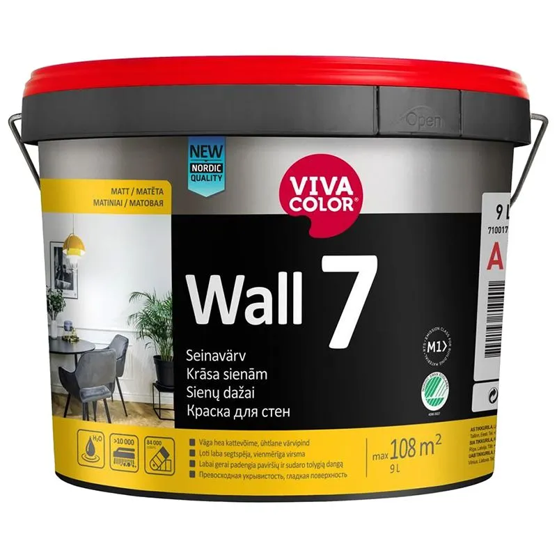 Краска водно-дисперсионная Vivacolor Wall 7, 9 л, матовая, белый купить недорого в Украине, фото 1
