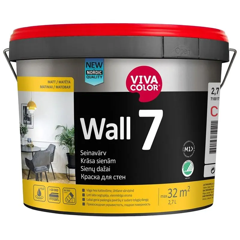 Краска водно-дисперсионная Vivacolor Wall 7, 2,7 л, матовая, прозрачная купить недорого в Украине, фото 1
