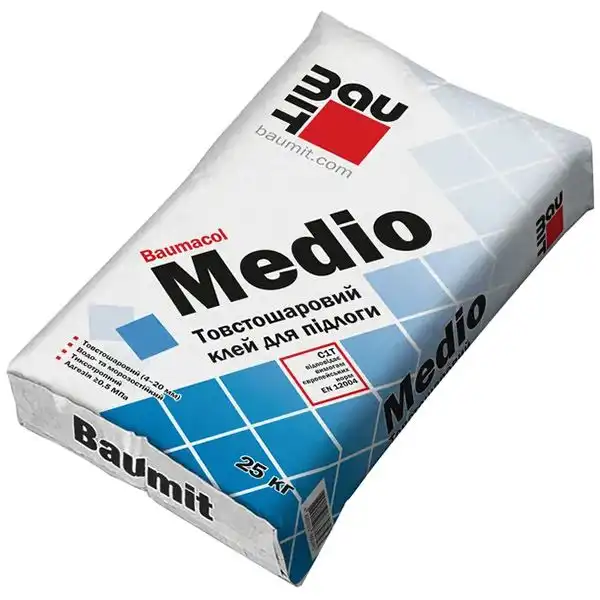 Клей товстошаровий Baumit Medio, 4-20 мм, 25 кг купити недорого в Україні, фото 4421