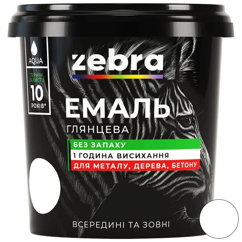 Емаль акрилова Zebra,  0,25 кг, біла купити недорого в Україні, фото 1