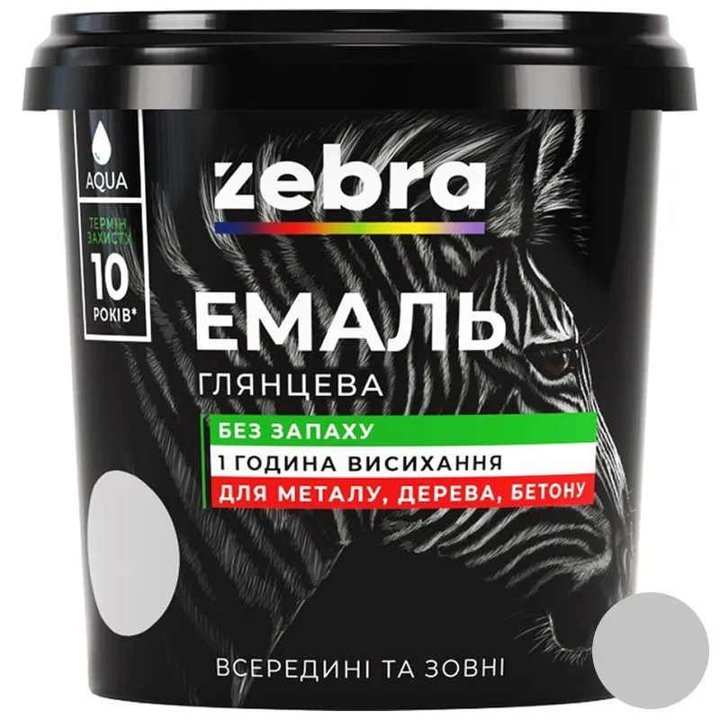 Емаль акрилова Zebra,  0,25 кг, світло-сіра купити недорого в Україні, фото 1