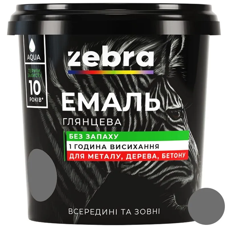 Емаль акрилова Zebra,  0,25 кг, сіра купити недорого в Україні, фото 1