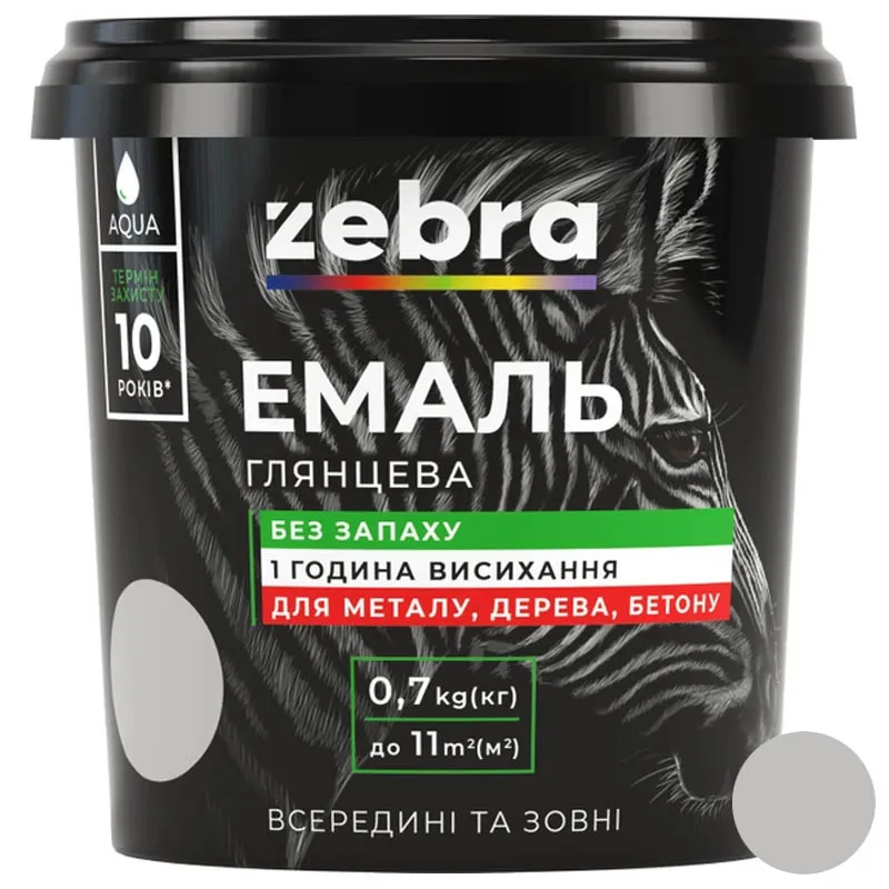Емаль акрилова Zebra, 0,25 кг, темно-сіра купити недорого в Україні, фото 1