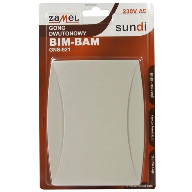 Звонок двухтональный Zamel Bim-Bam, серый, GNS-921 купить недорого в Украине, фото 1