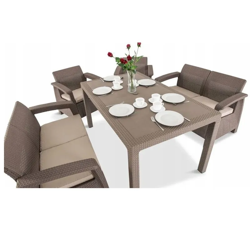 Комплект садових меблів Keter Corfu Fiesta set, штучний ротанг, 5 предметів, капучино, 223216 купити недорого в Україні, фото 2