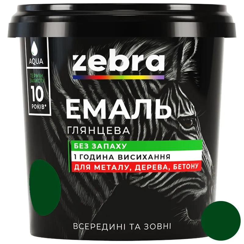 Емаль акрилова Zebra,  0,25 кг, темно-зелена купити недорого в Україні, фото 1
