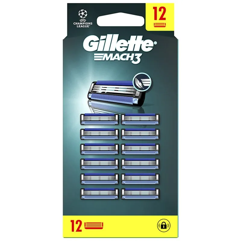Комплект сменные кассеты для бритья Gillette Mach3, 12 шт, фото 2 Комплект сменные кассеты для бритья Gillette Mach3, 12 шт купить недорого в Украине, фото 2
