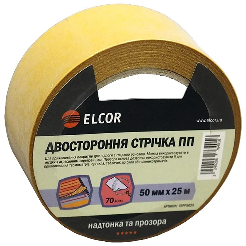 Стрічка двостороння Elcor TRPP 5025, 50 мм х 25 м, 40206764 купити недорого в Україні, фото 1