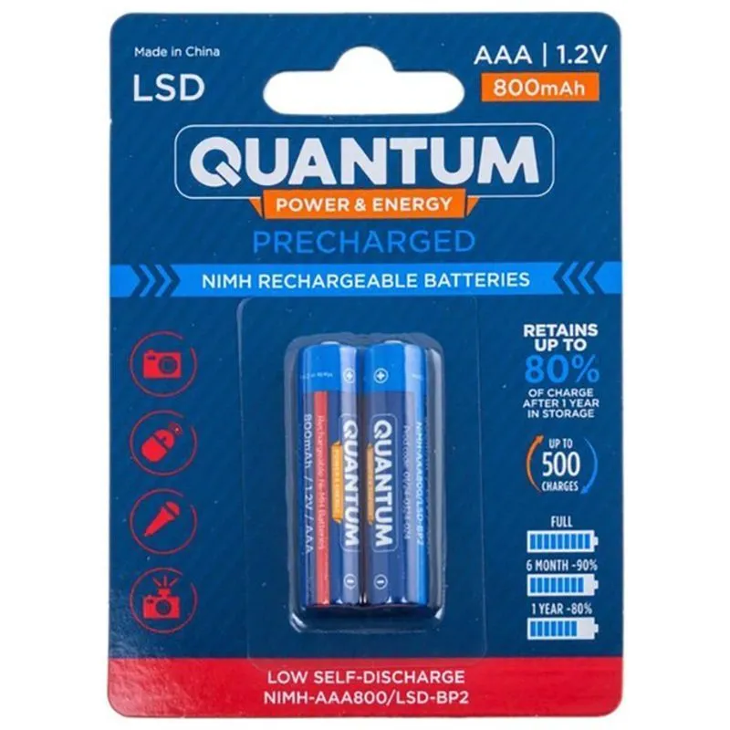 Акумулятор з низьким саморозрядом Quantum Ni-MH, 800 mAh, 2 шт, NiMH-AAA800/LSD-BP2 купити недорого в Україні, фото 1