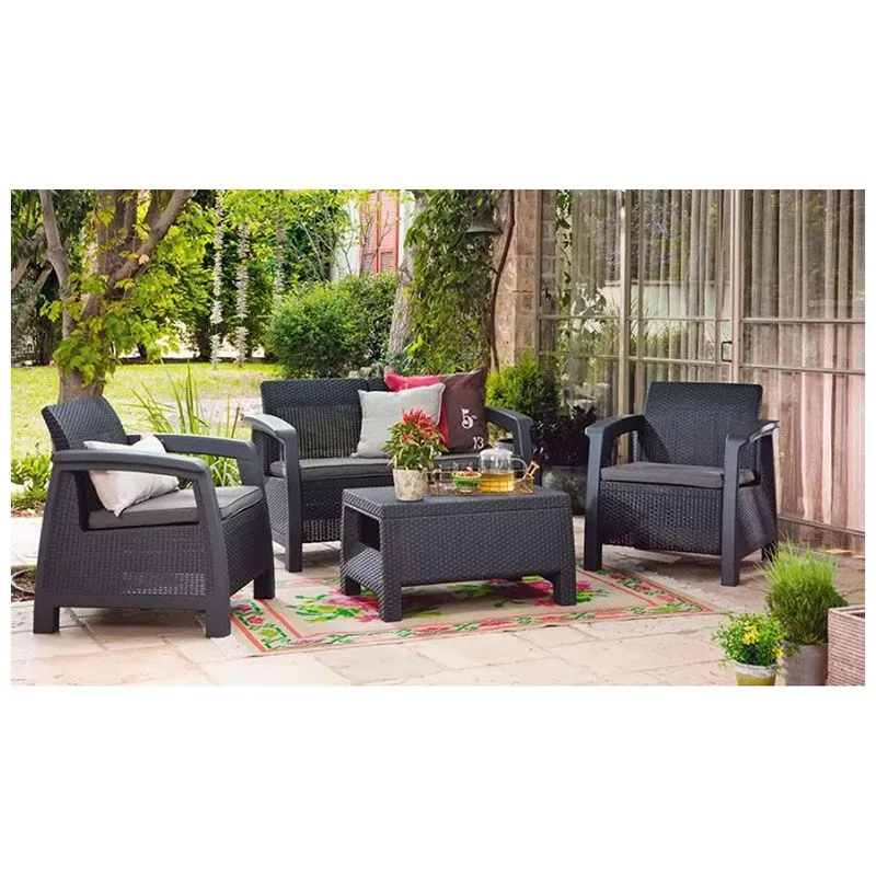 Комплект садових меблів Keter Bahamas set, штучний ротанг, 4 предмети, графіт, 230686 купити недорого в Україні, фото 2