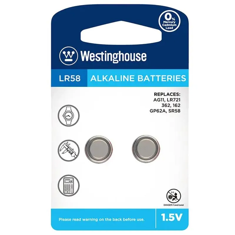 Батарейка щелочная Westinghouse Alkaline LR58, 2 шт, LR58-BP2(AG11-BP2) купить недорого в Украине, фото 1