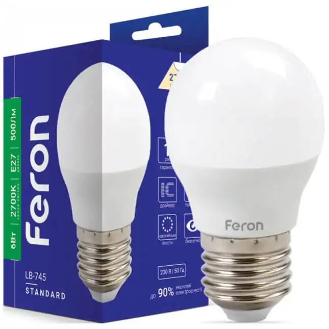 Лампа Feron LB-745 G45, 6W, E27, 2700K, 5028 купити недорого в Україні, фото 1