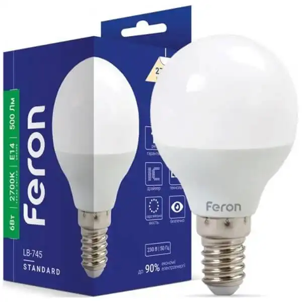 Лампа Feron LB-745 P45, 6W, E14, 2700K, 5031 купити недорого в Україні, фото 1