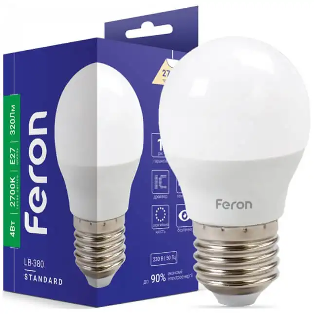 Лампа Feron LB-380 G45, 4W, E27, 2700K, 4914 купить недорого в Украине, фото 1
