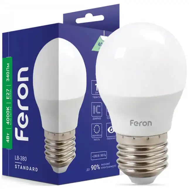 Лампа Feron LB-380, G45, 4W, E27, 4000K, 4915 купити недорого в Україні, фото 1