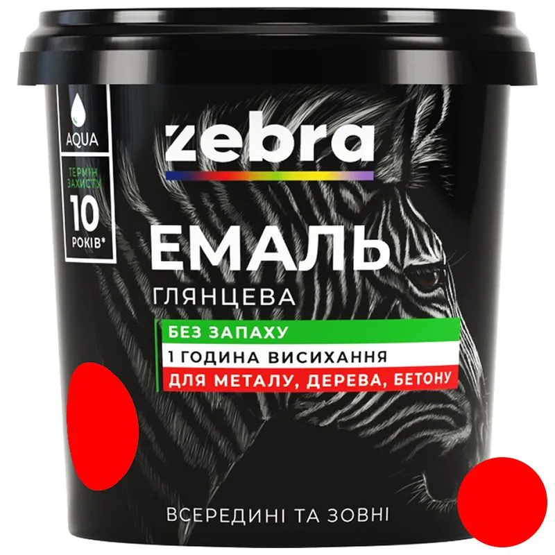 Эмаль акриловая Zebra, 0,25 кг, красная купить недорого в Украине, фото 1