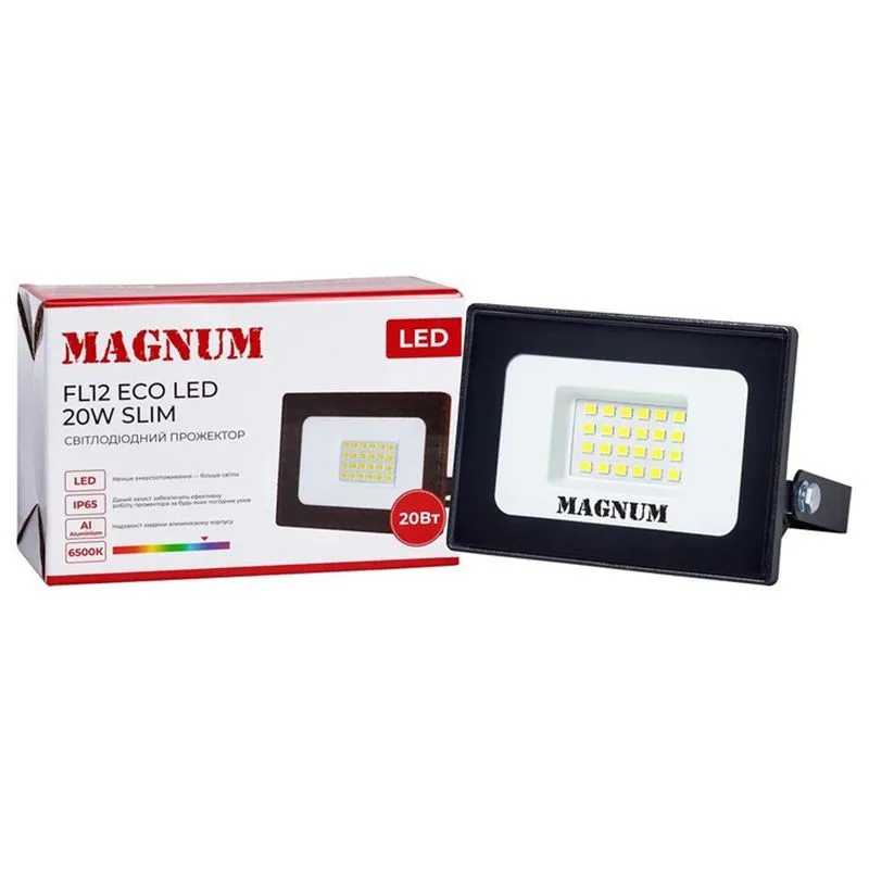 Прожектор Magnum FL12 ECO, 20 Вт, 6500 K, чорний, 90018081 купити недорого в Україні, фото 2