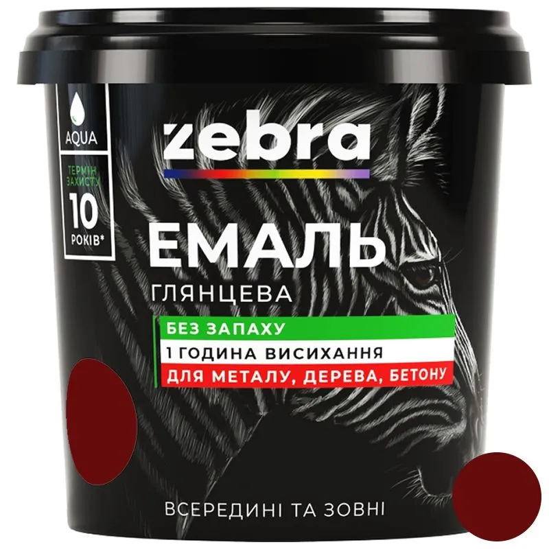 Емаль акрилова Zebra,  0,25 кг, темно-вишнева купити недорого в Україні, фото 1
