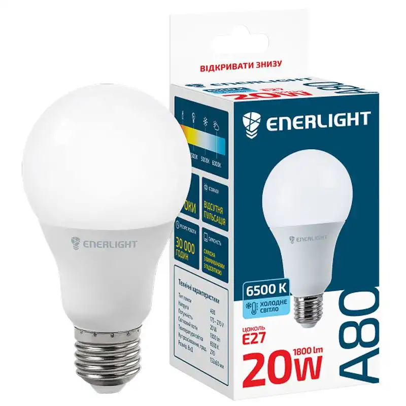 Лампа LED Enerlight A80, 20W, E27, 6500K, A80E2720SMDCFR купити недорого в Україні, фото 2