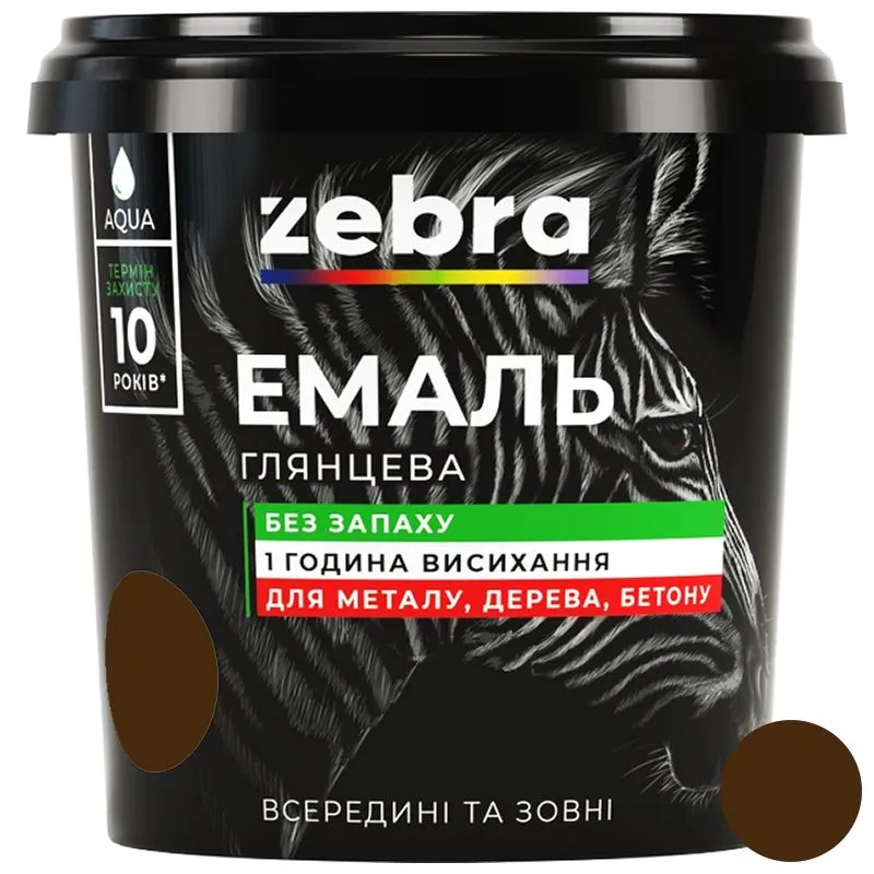 Емаль акрилова Zebra,  0,25 кг, темно-коричнева купити недорого в Україні, фото 1