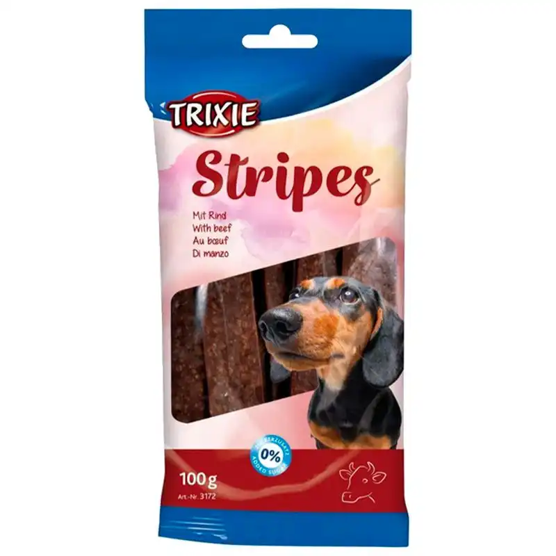 Ласощі для собак Trixie Stripes Light з яловичиною, 100 г, 10 шт, 3172 купити недорого в Україні, фото 1