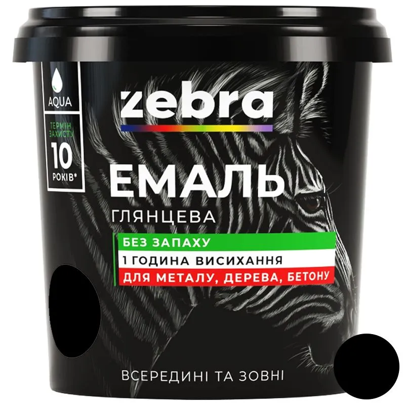 Емаль акрилова Zebra,  0,25 кг, чорна купити недорого в Україні, фото 1
