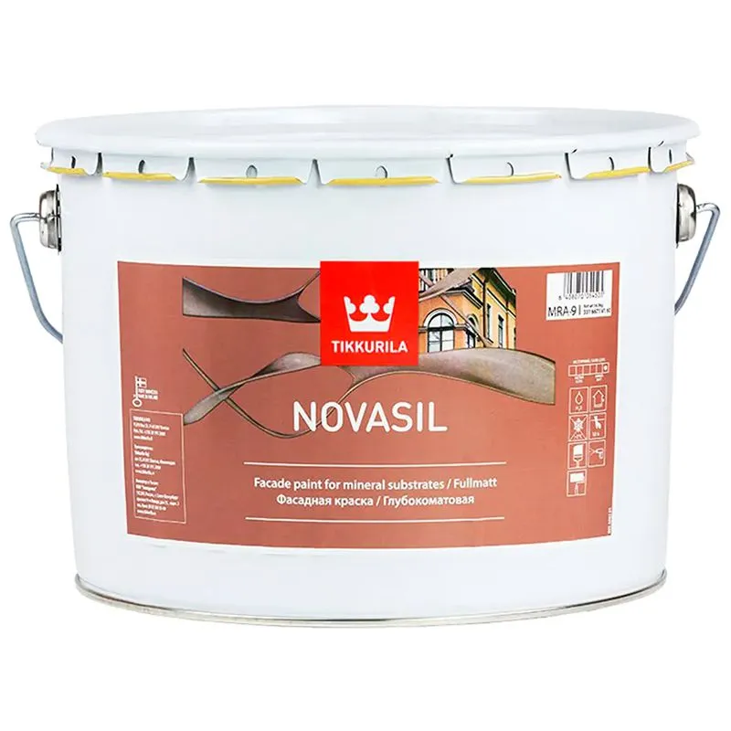 Краска фасадная Tikkurila Novasil, 9 л, глубокоматовая, белый купить недорого в Украине, фото 1